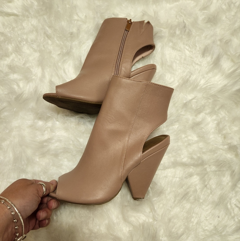 Bamboo/ Pink Mauve Open Toe Booties